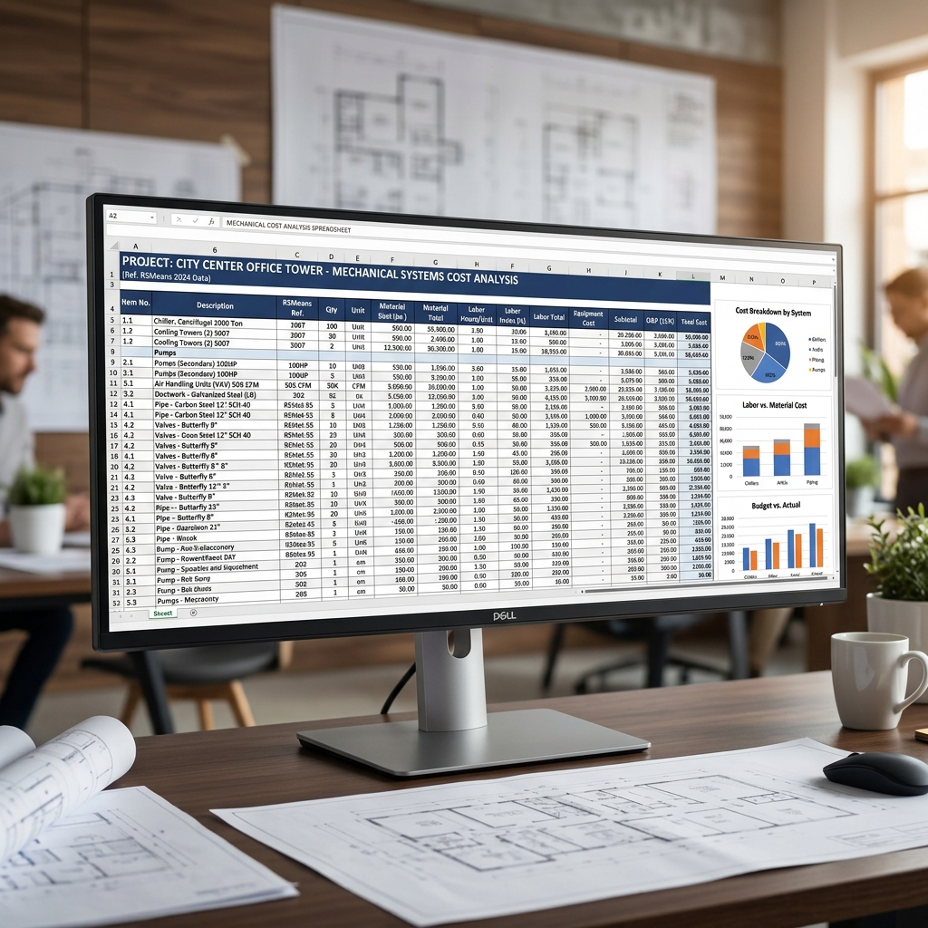 Mechanical estimator performing localized cost auditing with RSMeans data